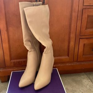 Tall nude/blush dressy boots. Size 9. 3.5” heel. Brand new, in box.